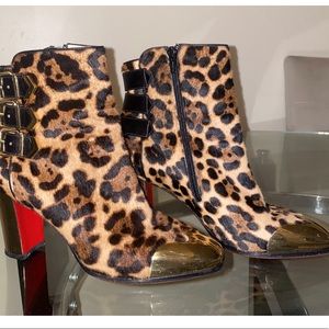 Christian Louboutin Chelita 85 Leopard Ankle Boots